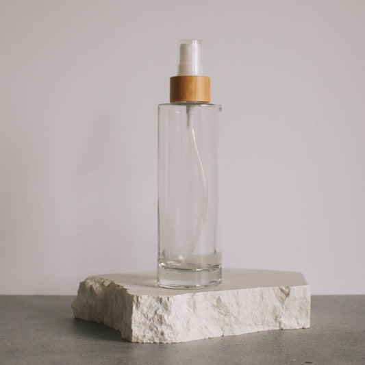 Clear Glass Bottle with Bamboo Misting Spray 100ml